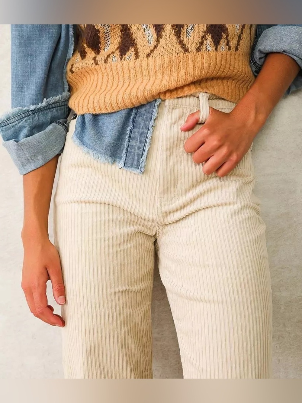 Kancan Buckle BKE Jeans Womens 27 Cream High Rise Straight Corduroy Stretch - Picture 3 of 11